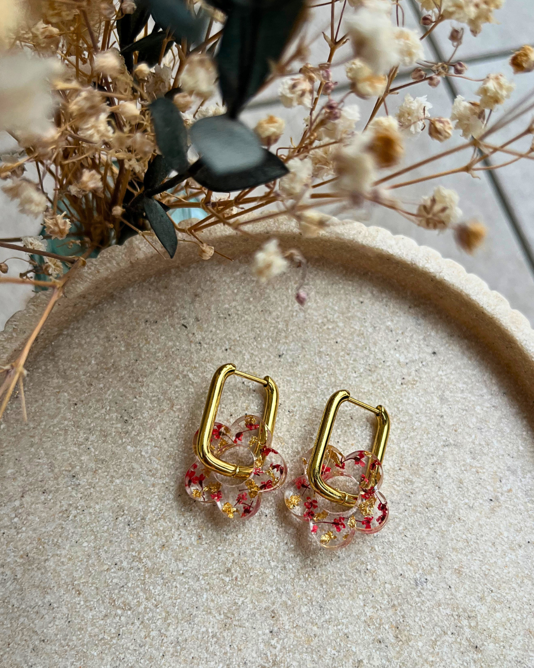 Boucles d'oreilles interchangeables - Fleurs séchées