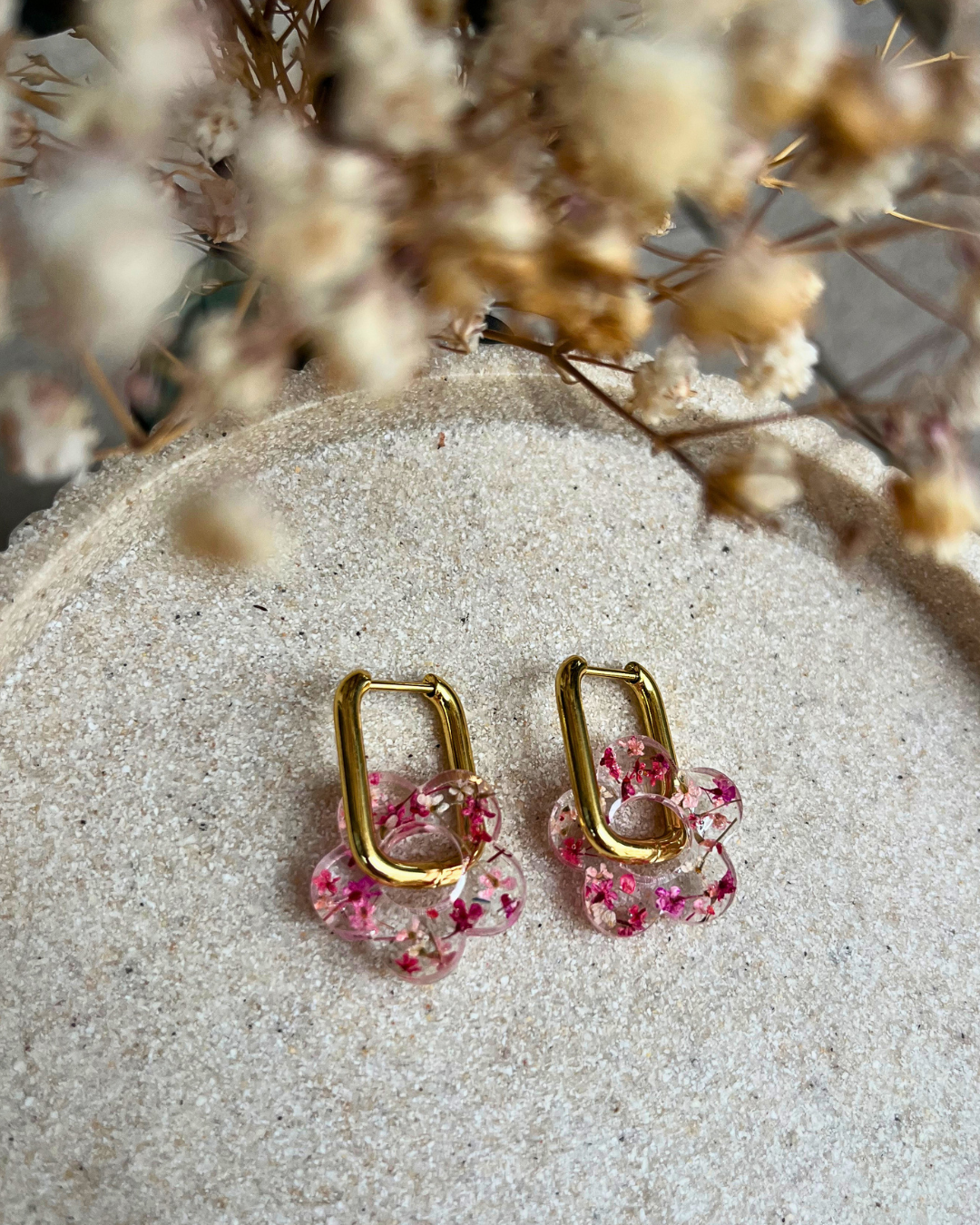 Boucles d'oreilles interchangeables - Fleurs séchées