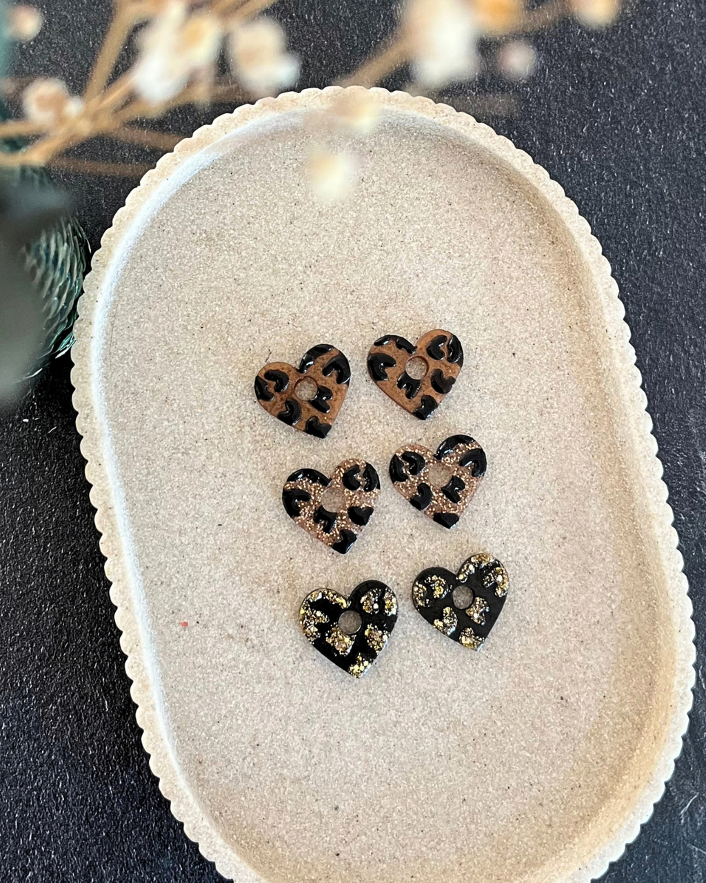 Boucles d'oreilles interchangeables  - cœur léopard