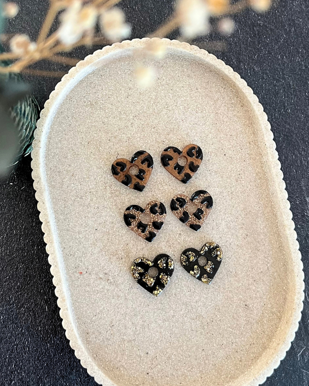 Boucles d'oreilles interchangeables  - cœur léopard