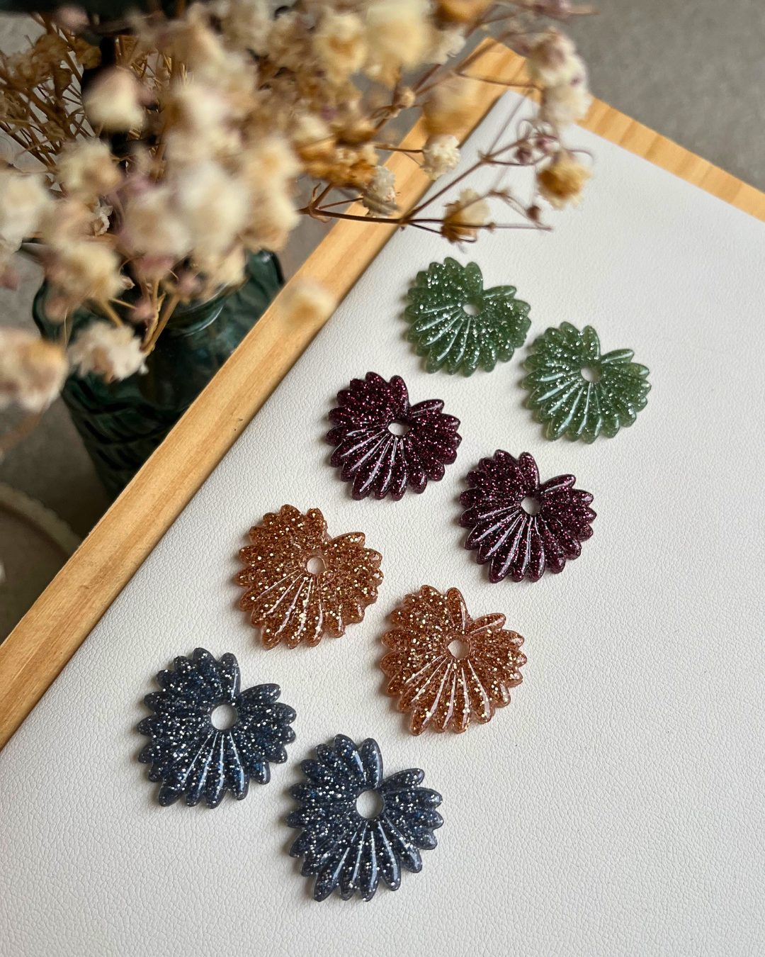 Boucles d'oreilles interchangeables - collection "PAMPAS" full paillettes