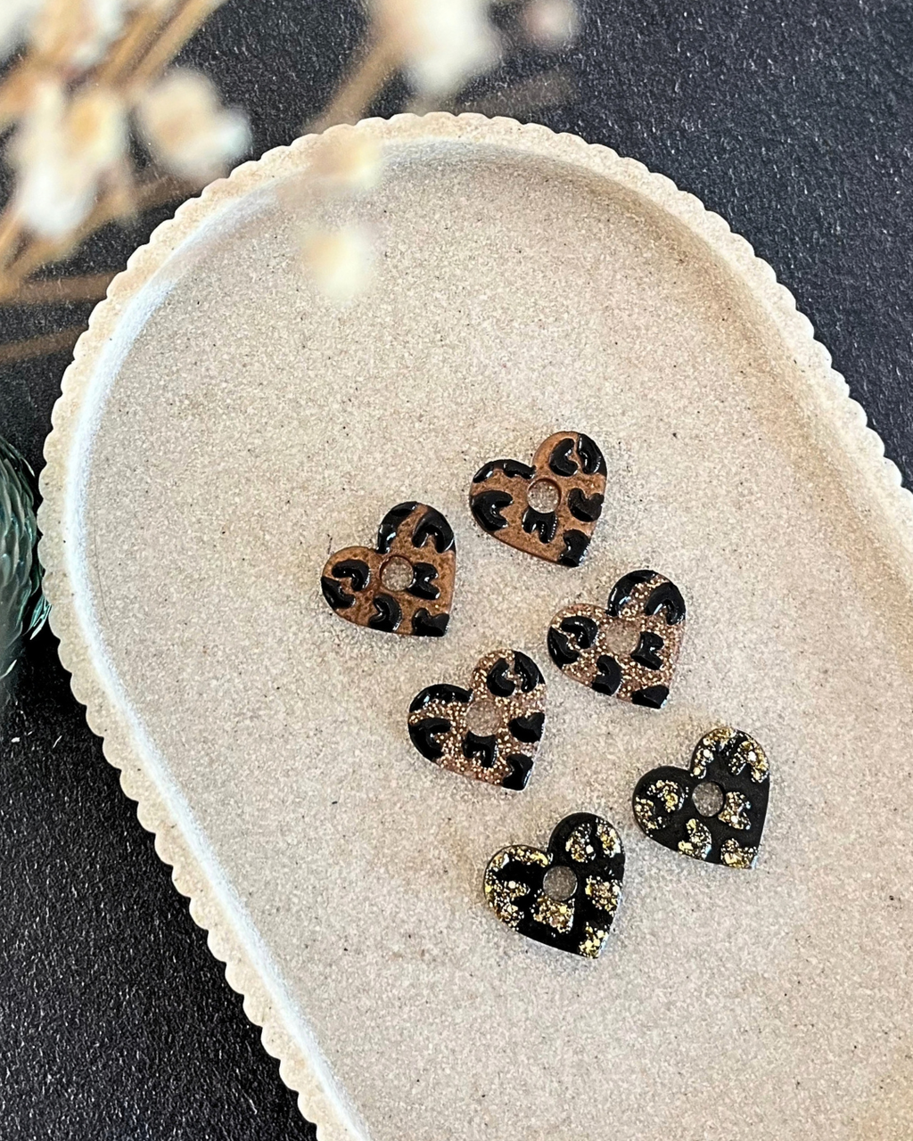 Boucles d'oreilles interchangeables  - cœur léopard