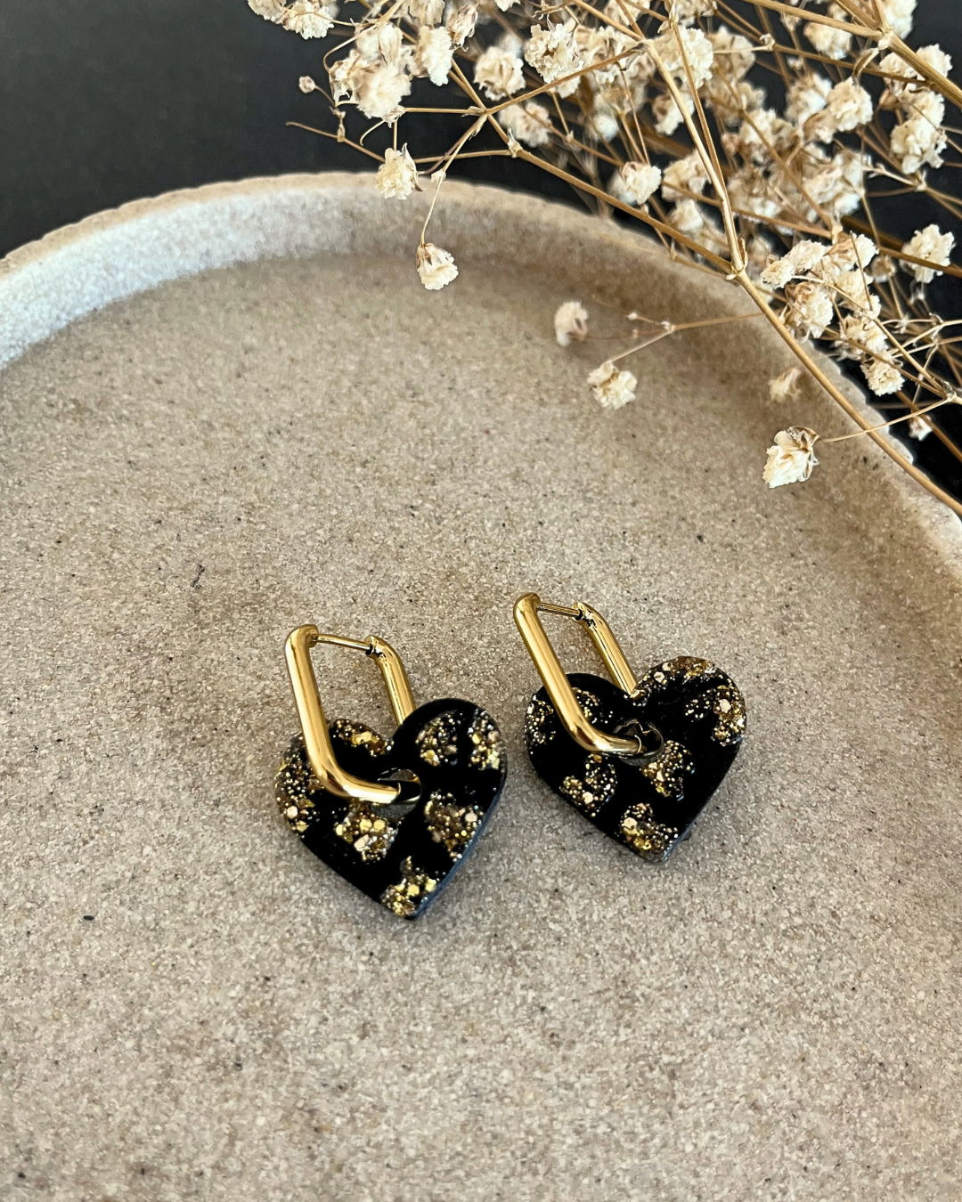 Boucles d'oreilles interchangeables  - cœur léopard