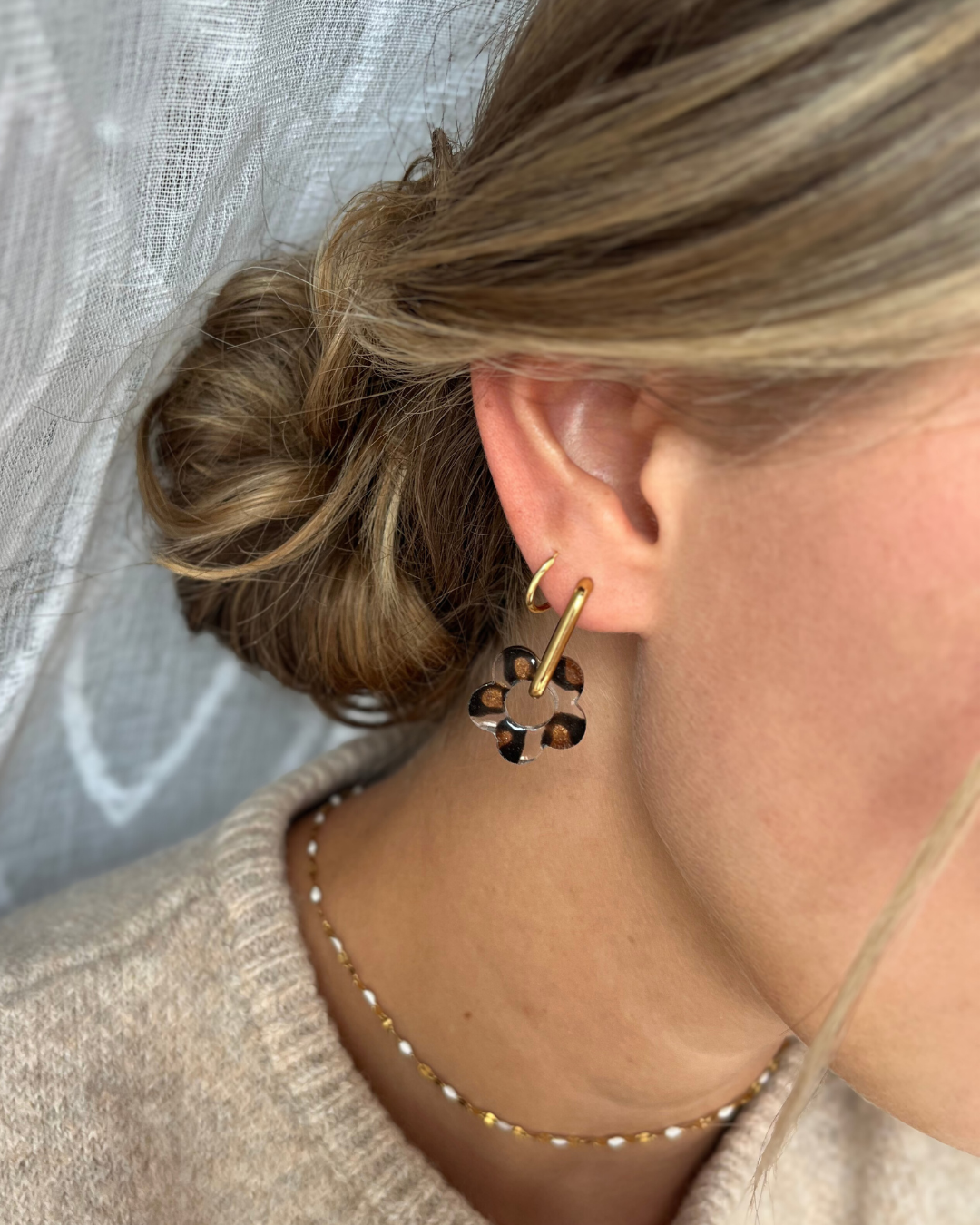 Coffret boucles d'oreilles interchangeables - Léopard