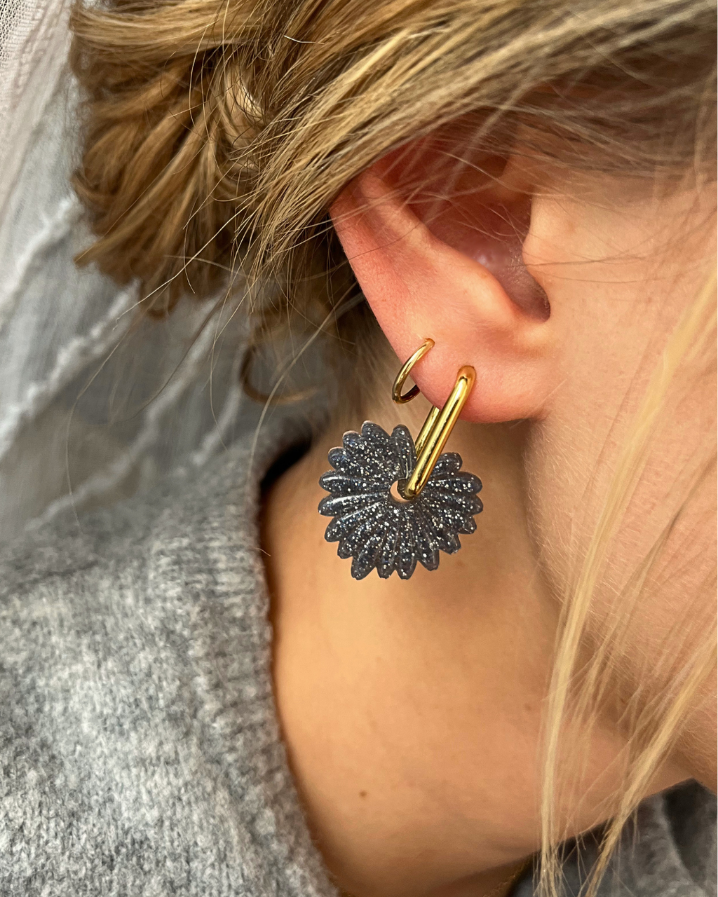Boucles d'oreilles interchangeables - collection "PAMPAS" full paillettes