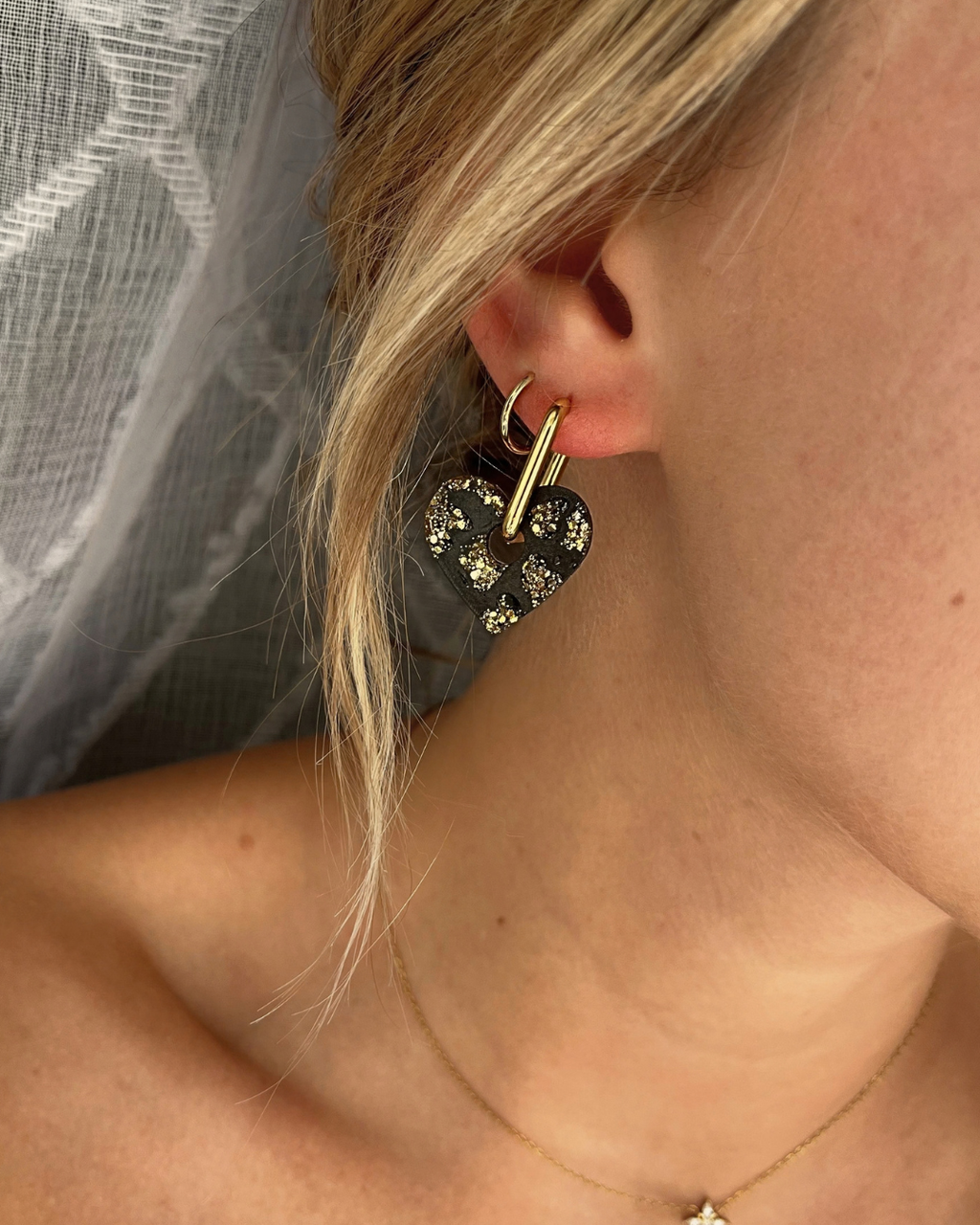 Boucles d'oreilles interchangeables  - cœur léopard