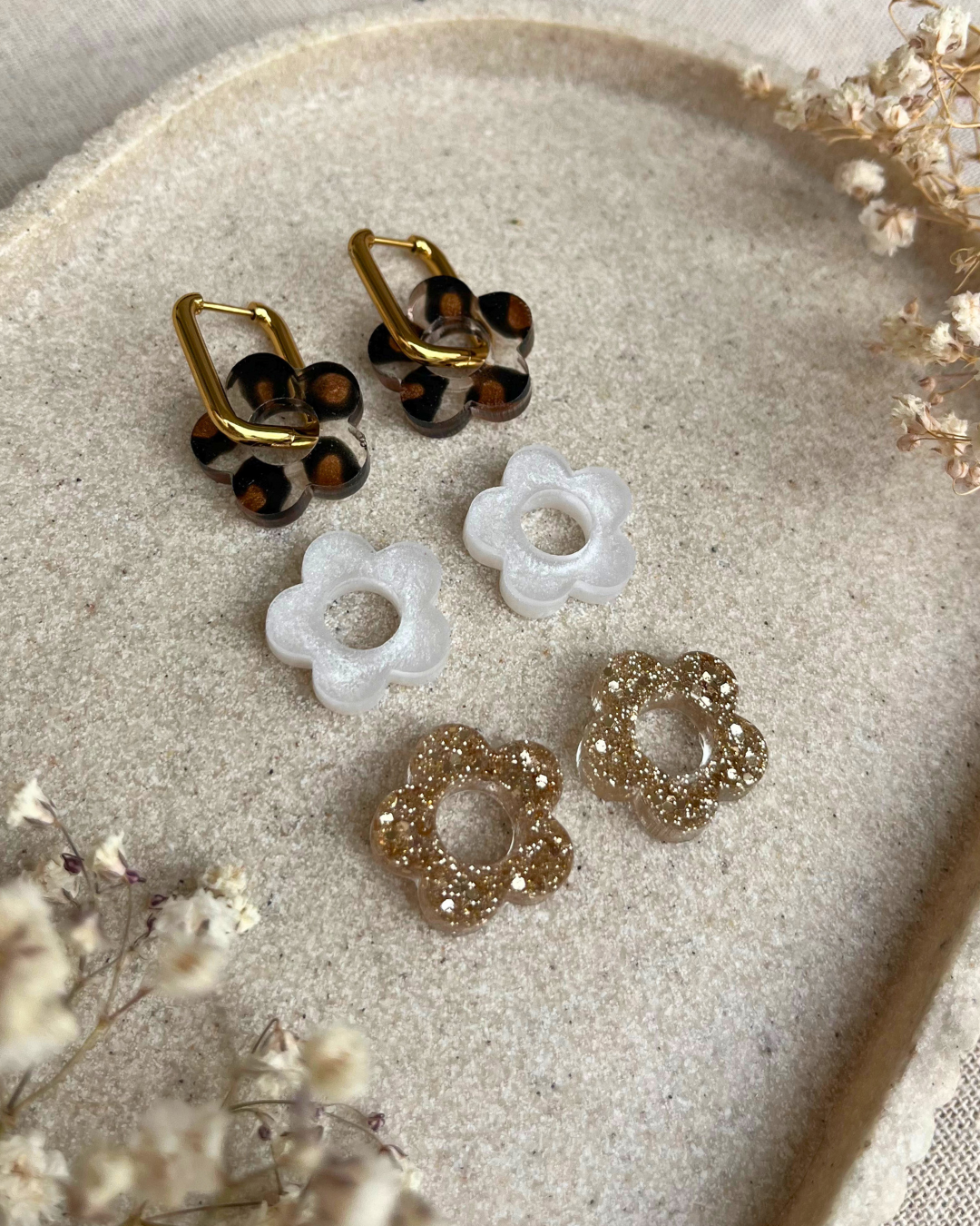 Coffret boucles d'oreilles interchangeables - Léopard