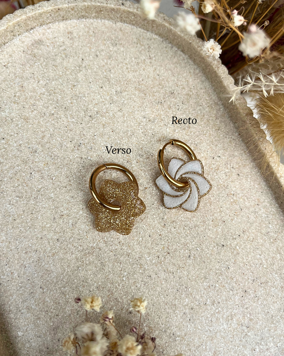 Boucles d'oreilles interchangeables  - Soléa recto verso