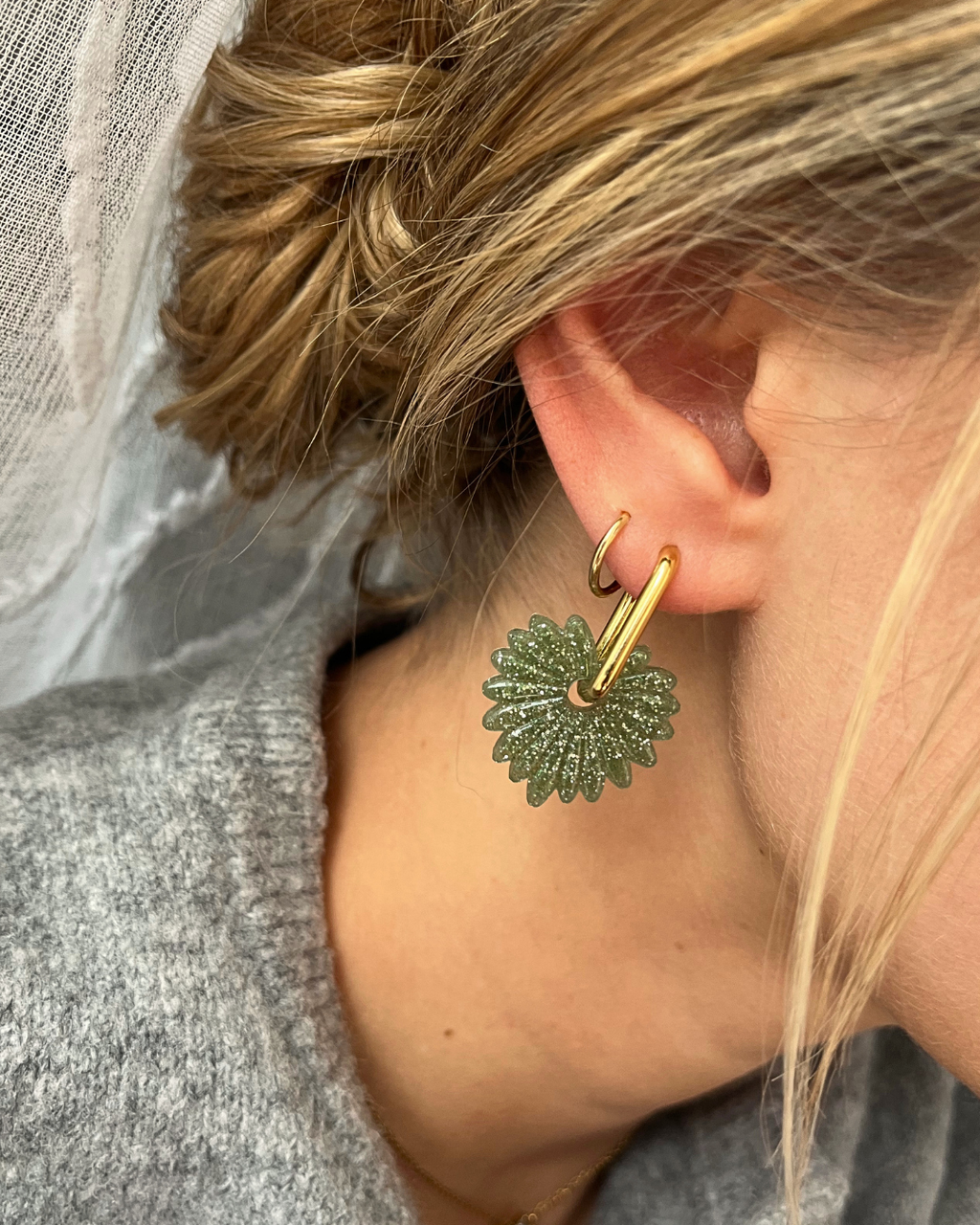 Boucles d'oreilles interchangeables - collection "PAMPAS" full paillettes