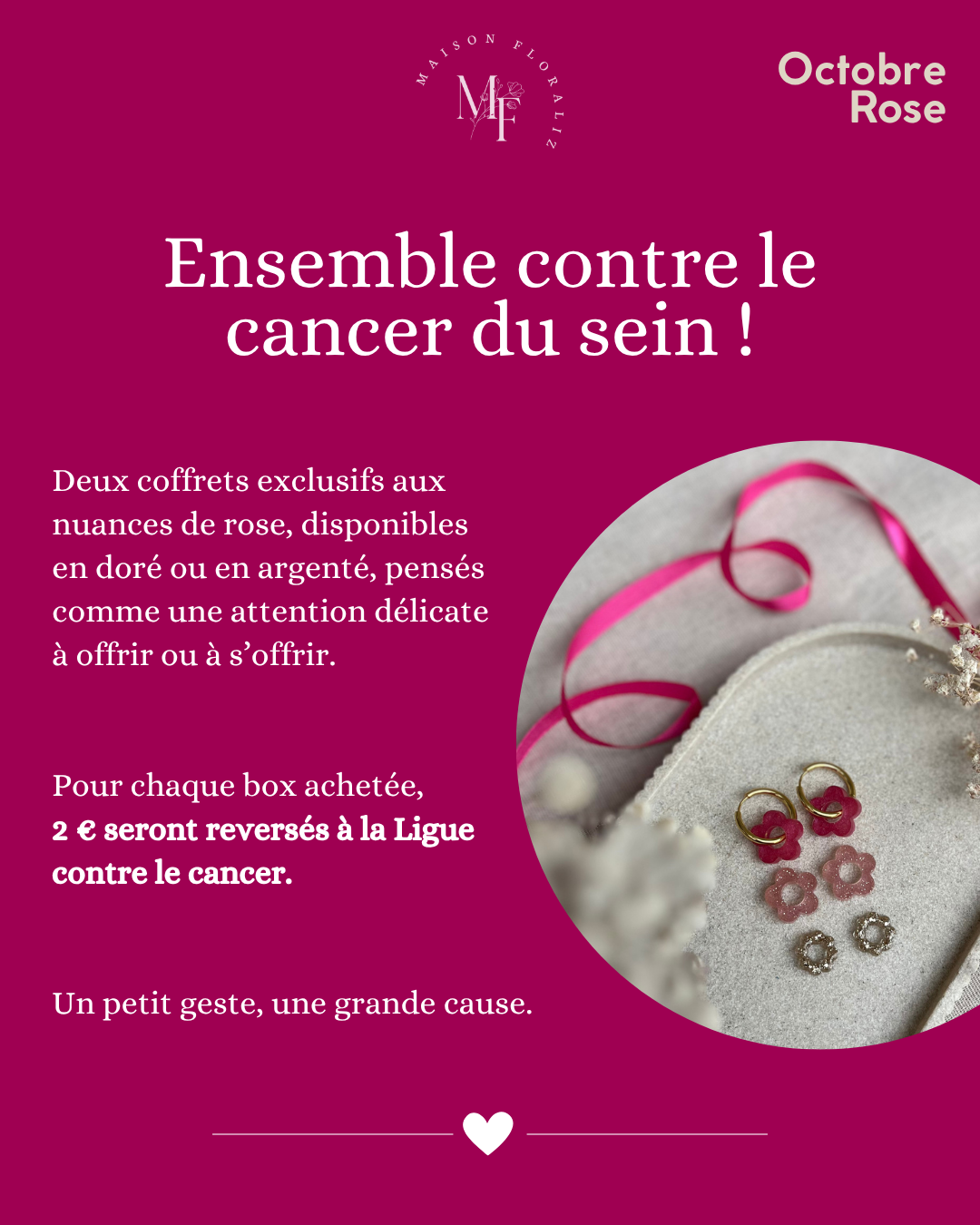 Coffret boucles d'oreilles interchangeables - Octobre rose