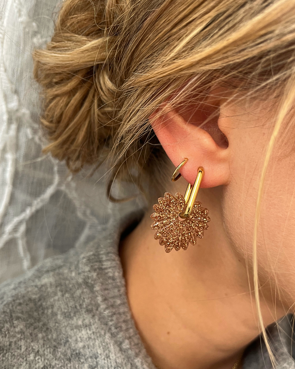 Boucles d'oreilles interchangeables - collection "PAMPAS" full paillettes