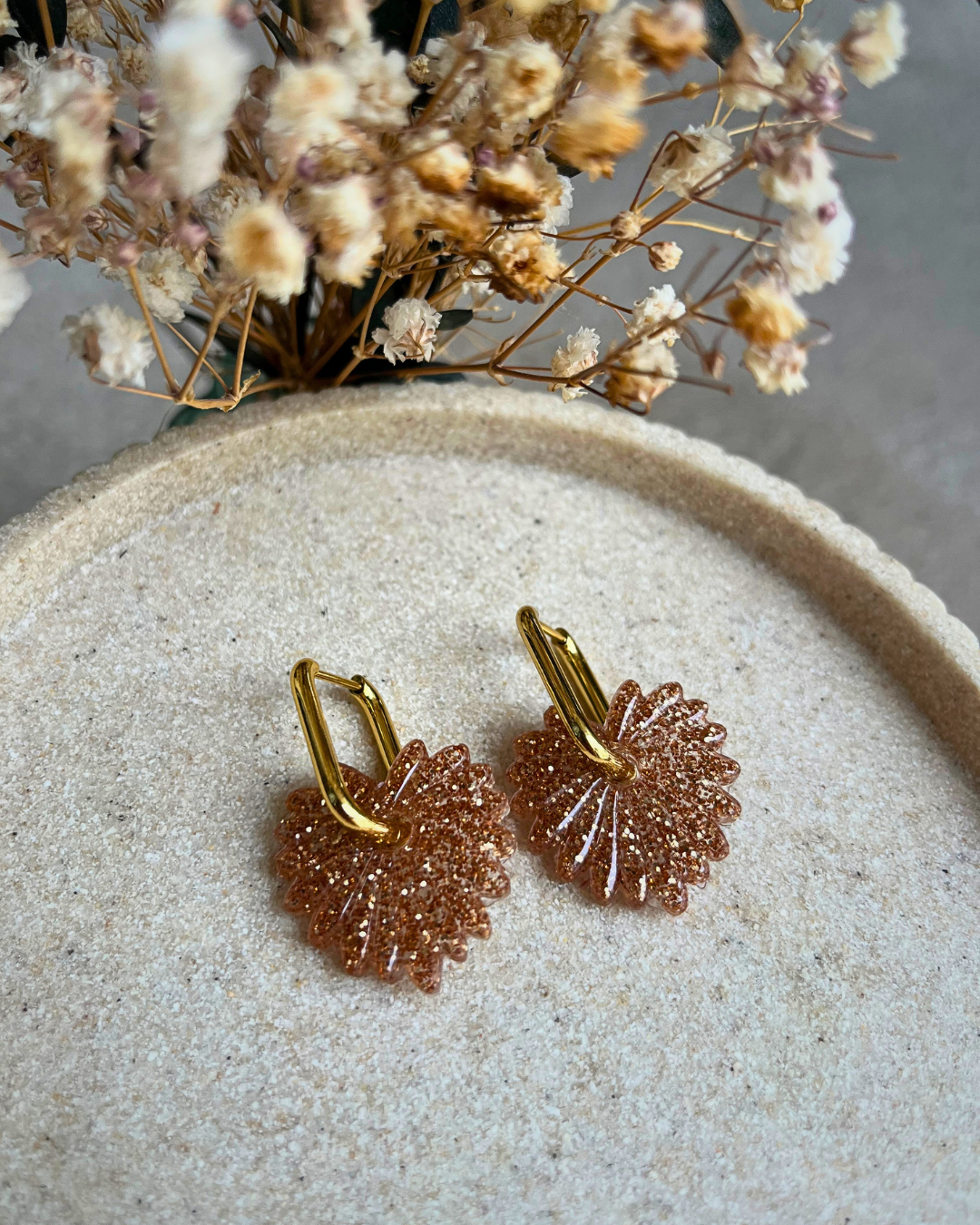 Boucles d'oreilles interchangeables - collection "PAMPAS" full paillettes
