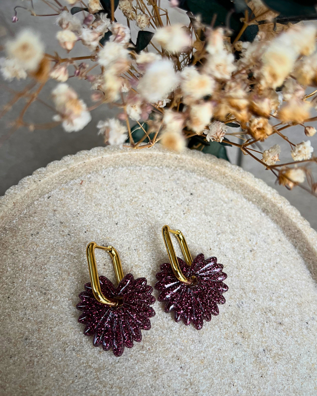 Boucles d'oreilles interchangeables - collection "PAMPAS" full paillettes