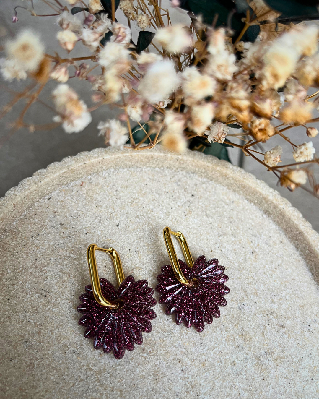 Boucles d'oreilles interchangeables - collection "PAMPAS" full paillettes