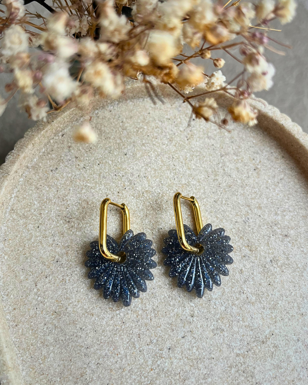 Boucles d'oreilles interchangeables - collection "PAMPAS" full paillettes