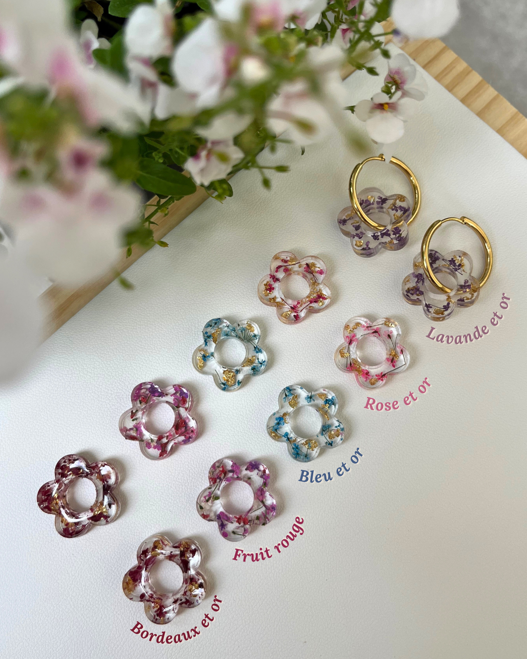 Boucles d'oreilles interchangeables - Fleurs d'été