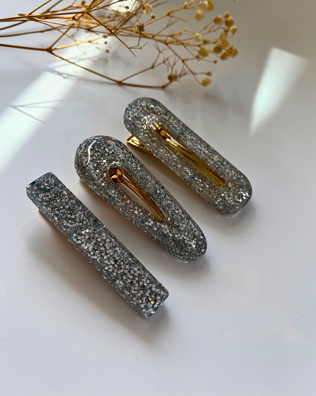 Barrettes cheveux - Paillettes argentés