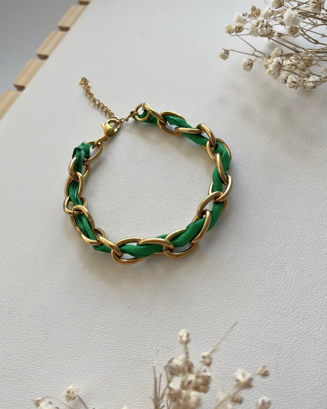 Bracelet Maille & Vert Emeraude