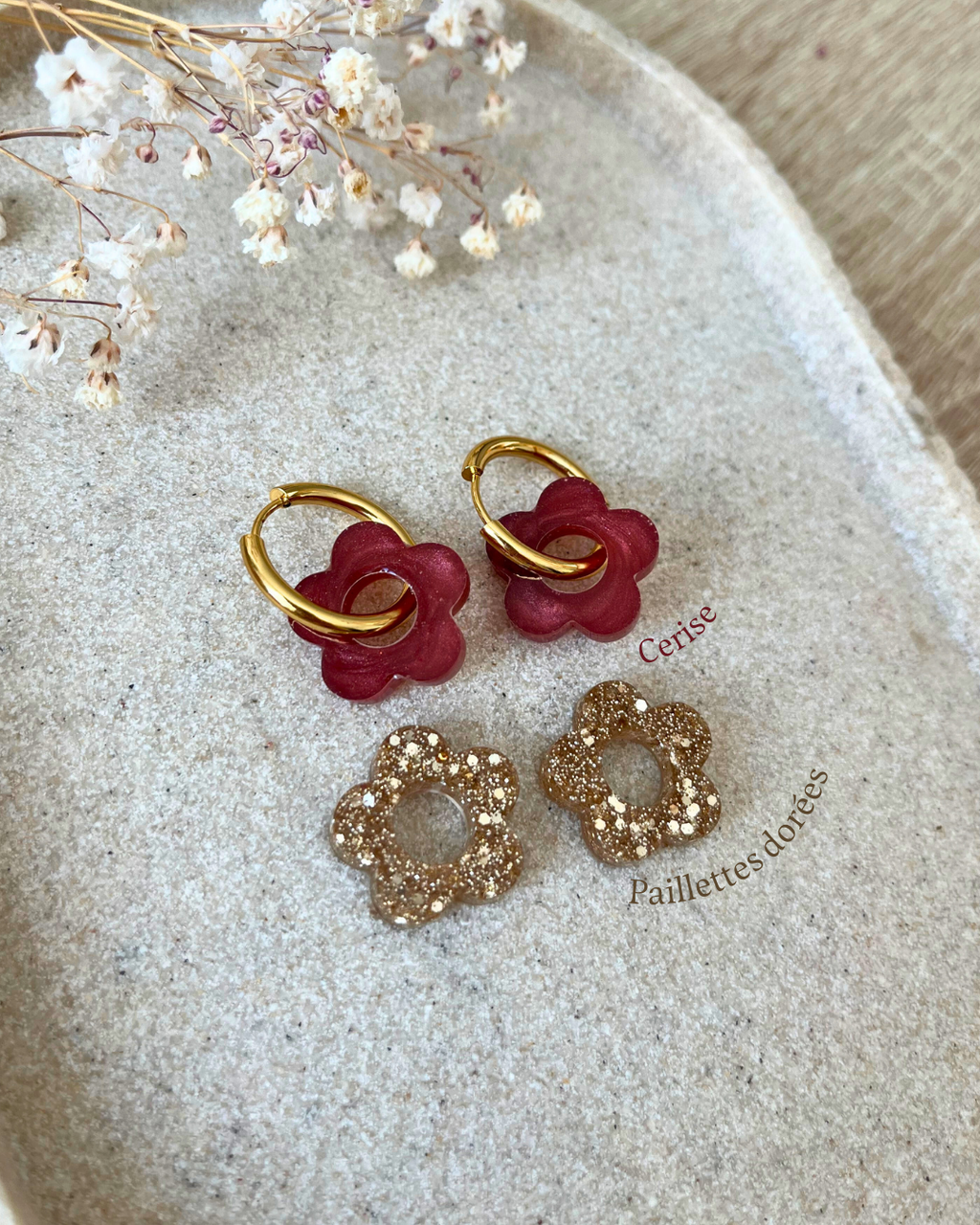 Coffret duo boucles d'oreilles interchangeables - Paillettes dorées + couleur au choix