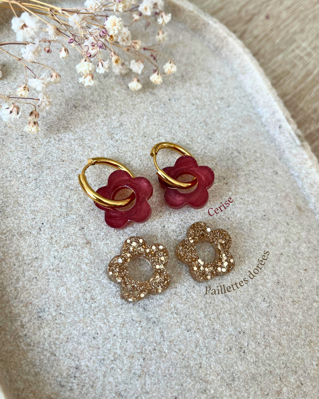 Coffret duo boucles d'oreilles interchangeables - Paillettes dorées + couleur au choix