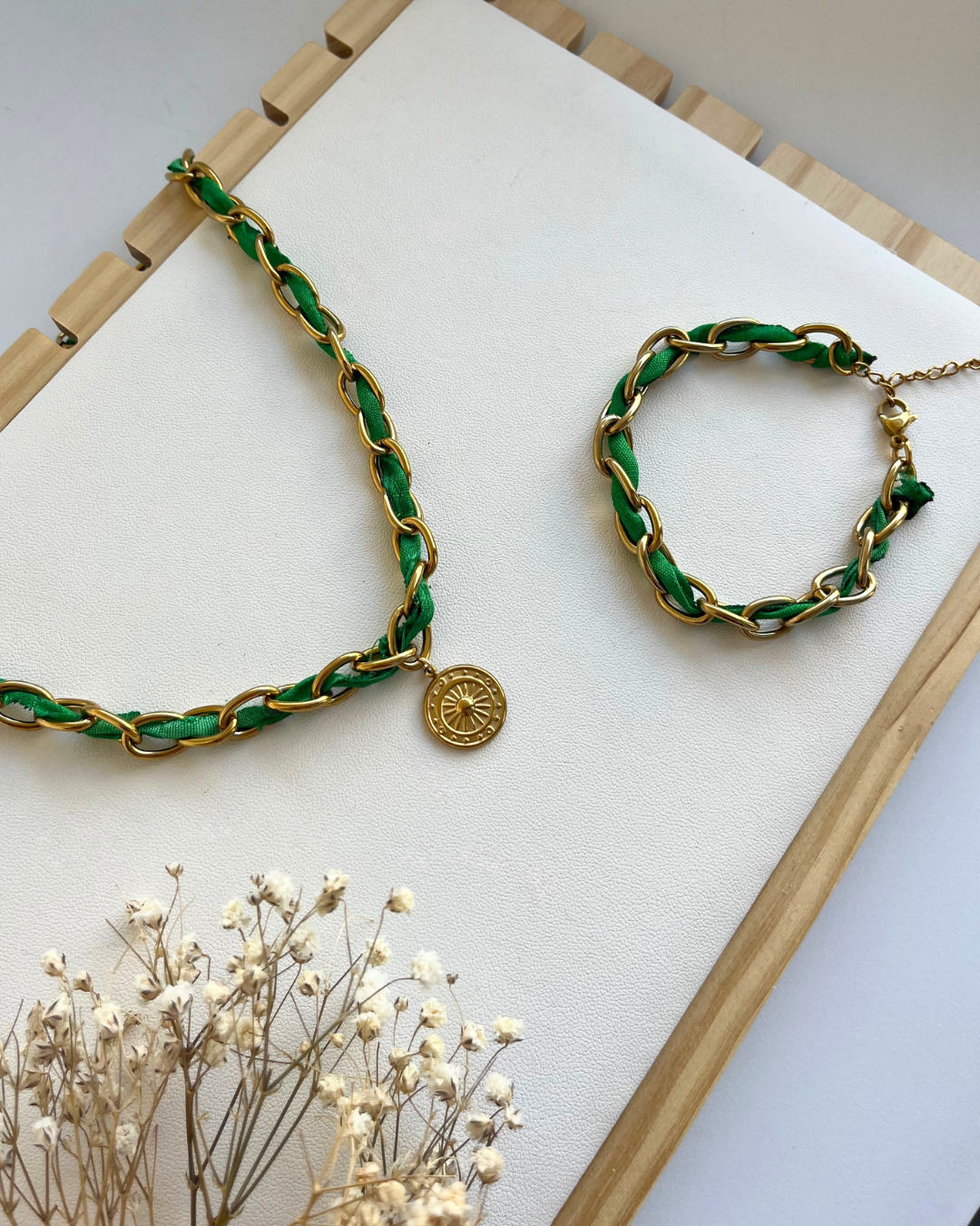 Ensemble Vert Emeraude - Collier et Bracelet